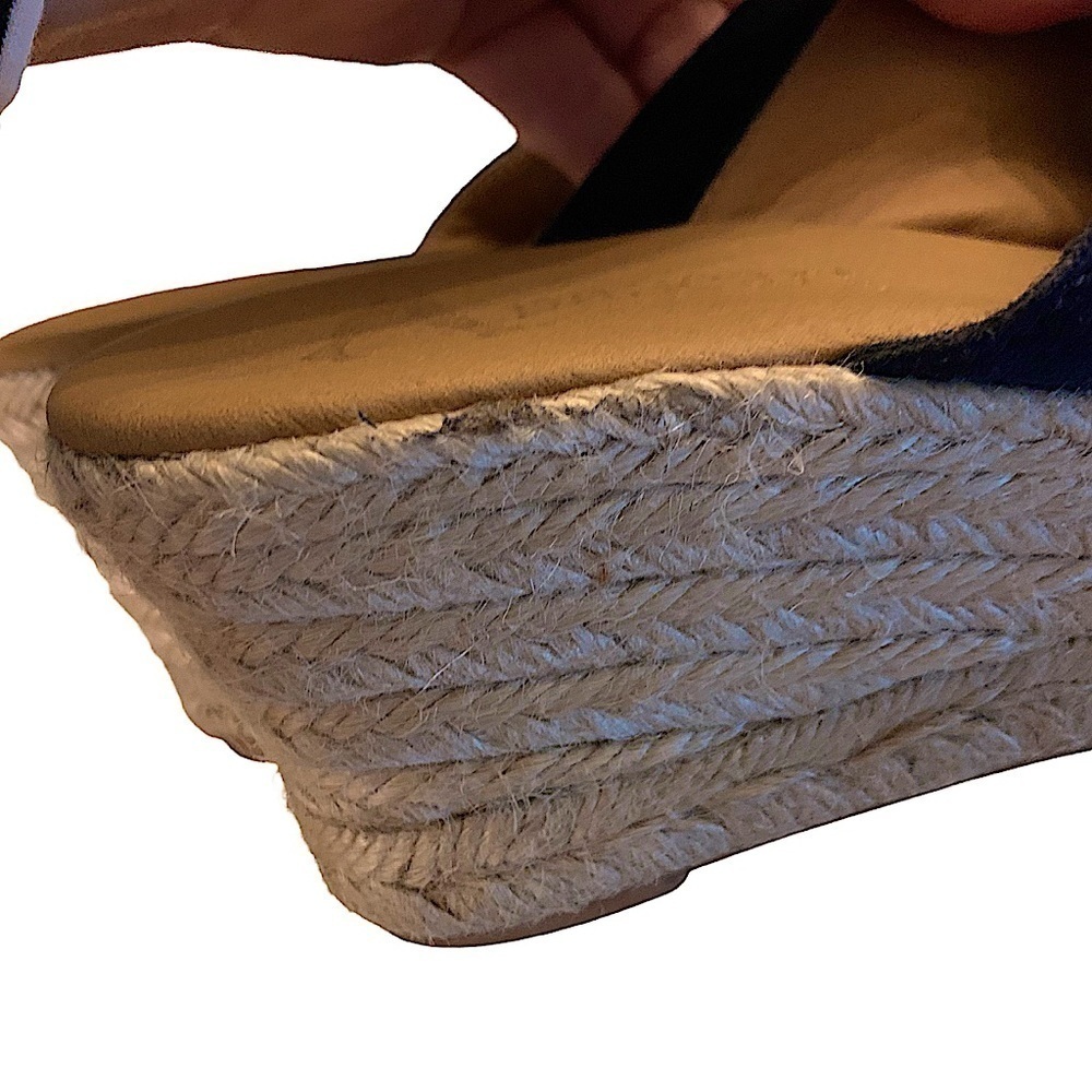 PASEART Navy Suede Criss Cross Platform Wedge Espadrille Size 41 EU - Picture 9 of 11